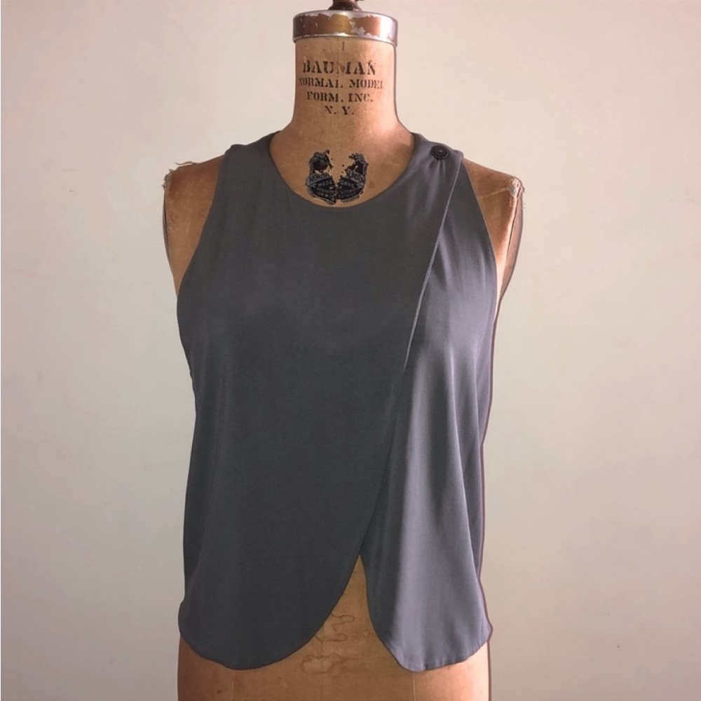 GIORGIO ARMANI] Black label Elegant Grey Front double layered Top